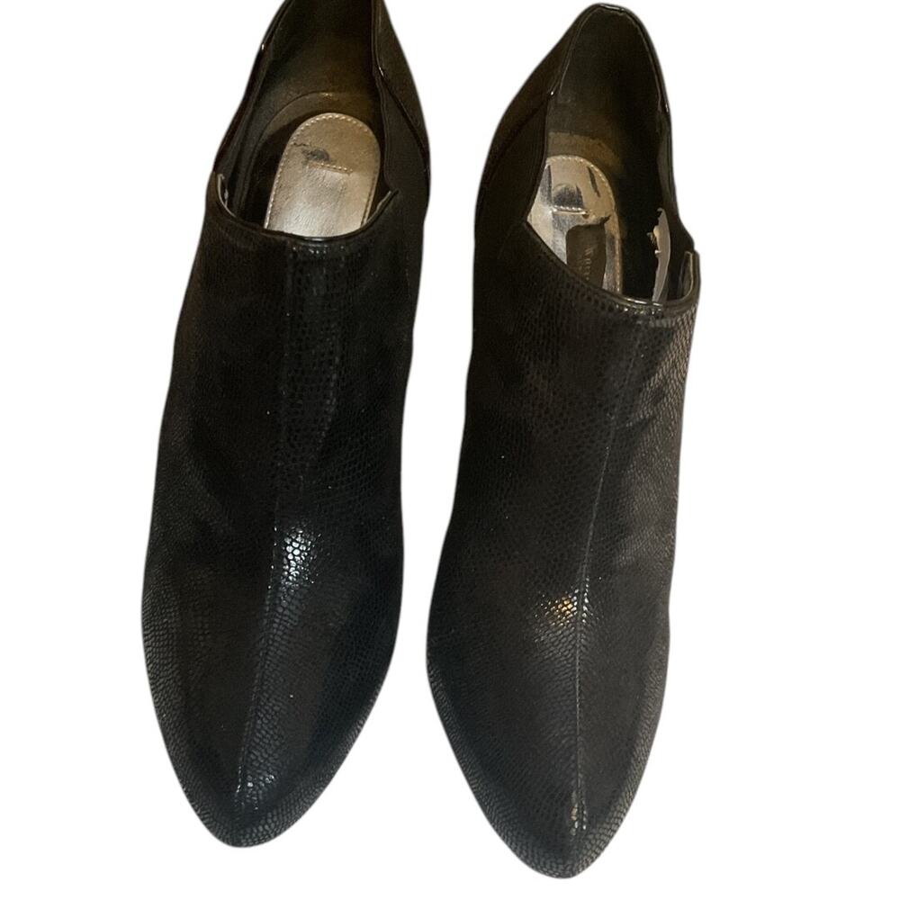 White House Black Market Black Booties 9.5M Lizard Embossed Stiletto Heel - Picture 5 of 15